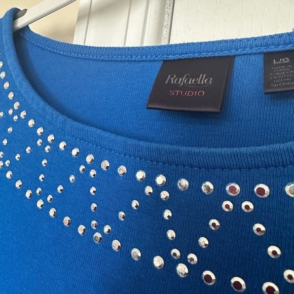 Rafaella Stud Embellished Cotton Short Sleeve Top - Picture 5 of 5